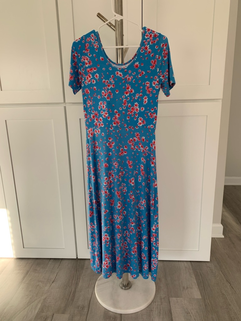 Draper James Blue Floral Short-Sleeve Maxi Dress, Size S.